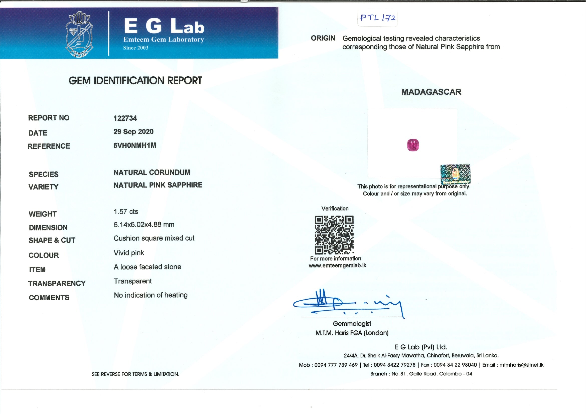 Natural Pink Sapphire 1.57CT